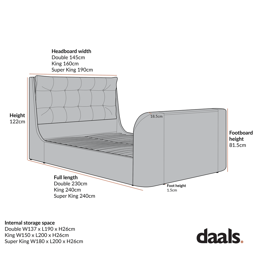 Hadley Stone Fabric Ottoman TV Bed