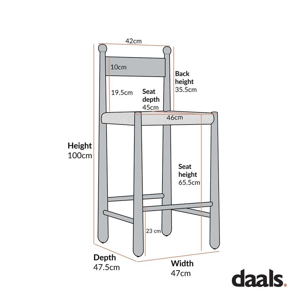 Tama Counter Stool, Light Taupe Boucle | Natural Oak Frame