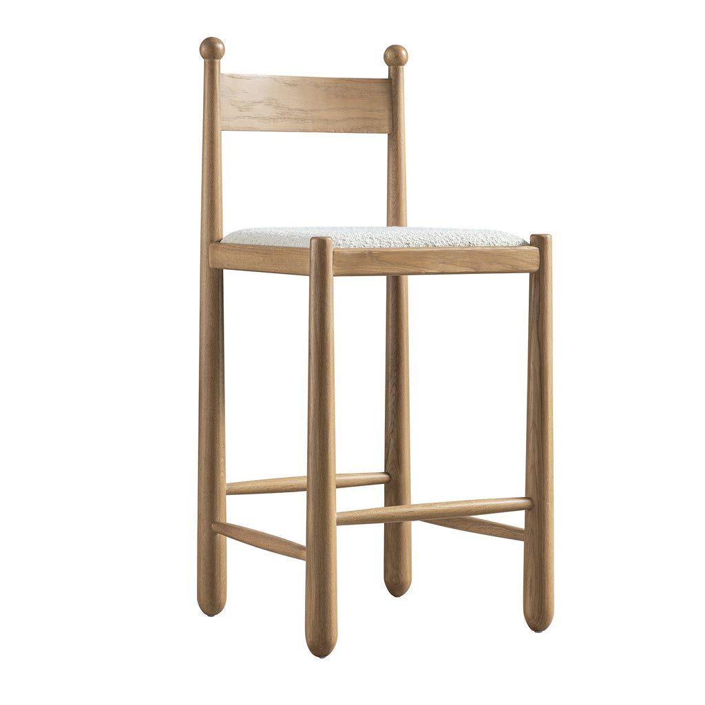 Tama Counter Stool, Ecru Boucle | Natural Oak Frame