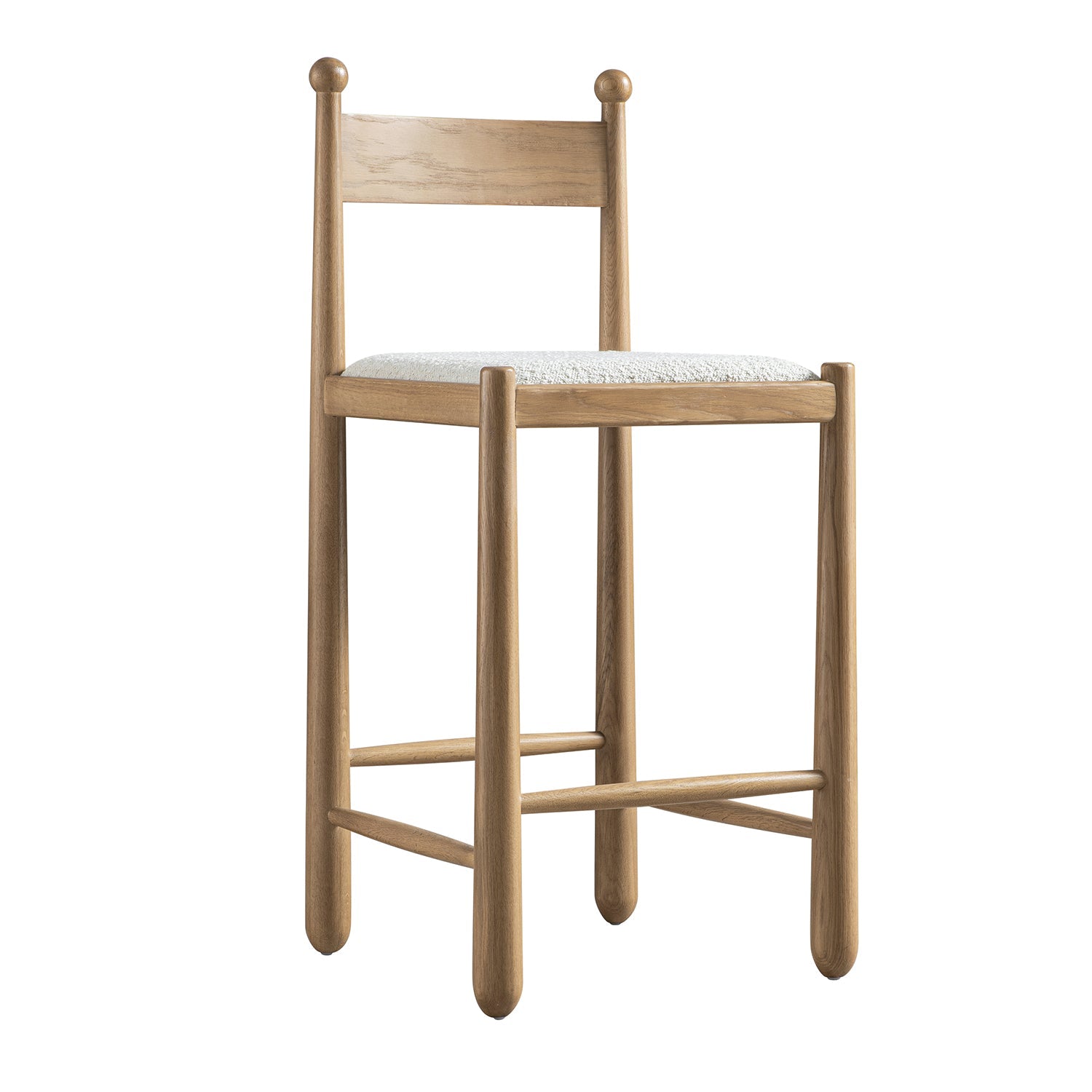 Tama Counter Stool, Ecru Boucle | Natural Oak Frame