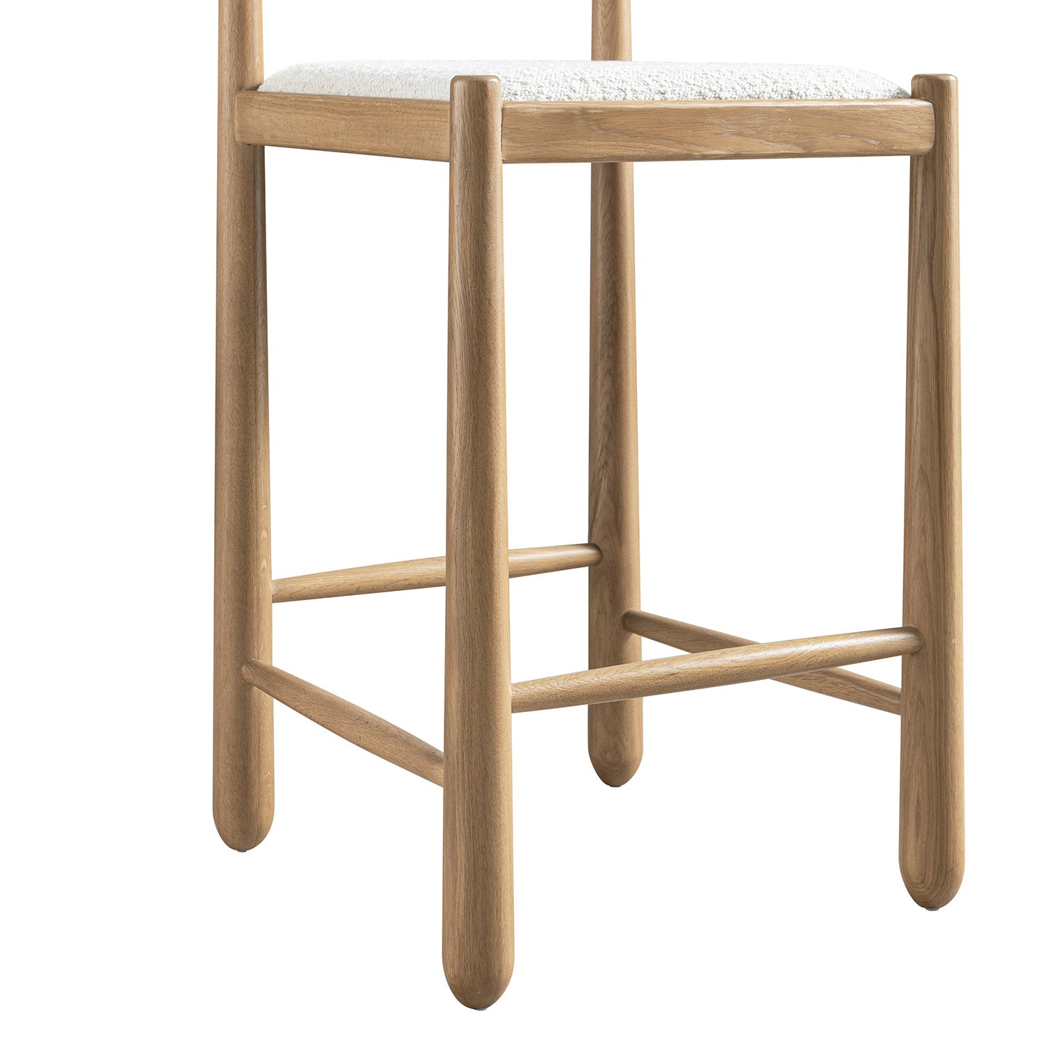 Tama Counter Stool, Ecru Boucle | Natural Oak Frame