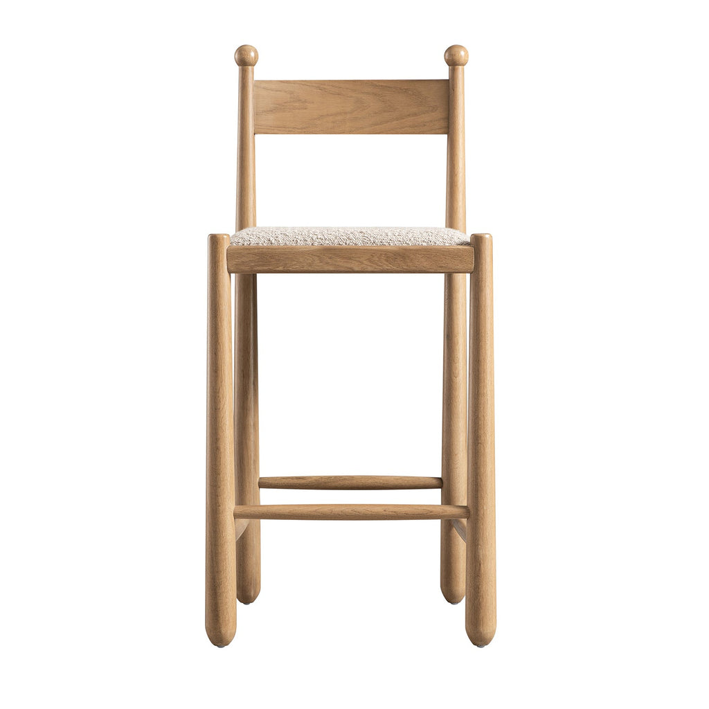 Tama Counter Stool, Light Taupe Boucle | Natural Oak Frame