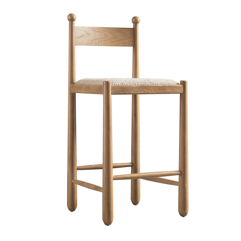 Tama Counter Stool, Light Taupe Boucle | Natural Oak Frame