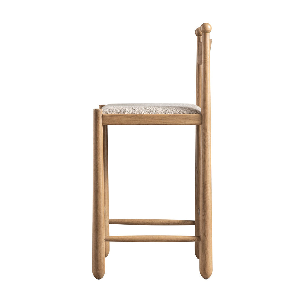Tama Counter Stool, Light Taupe Boucle | Natural Oak Frame