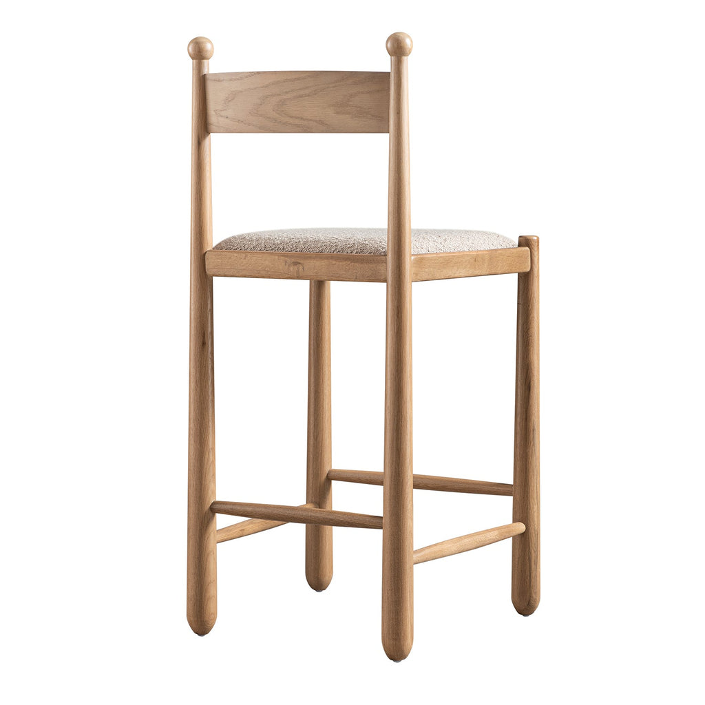 Tama Counter Stool, Light Taupe Boucle | Natural Oak Frame
