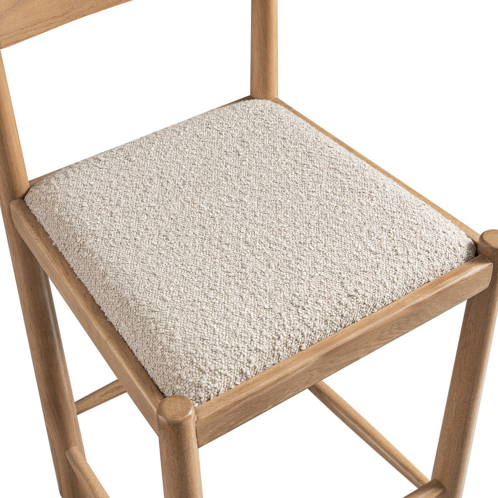 Tama Counter Stool, Light Taupe Boucle | Natural Oak Frame
