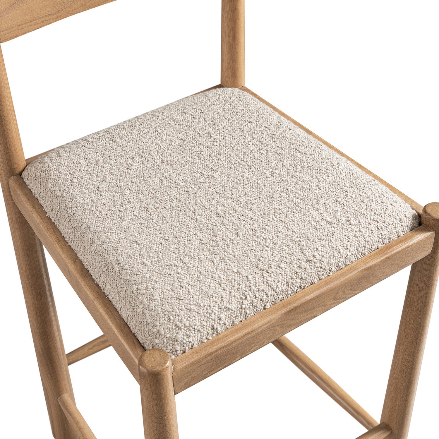 Tama Counter Stool, Light Taupe Boucle | Natural Oak Frame