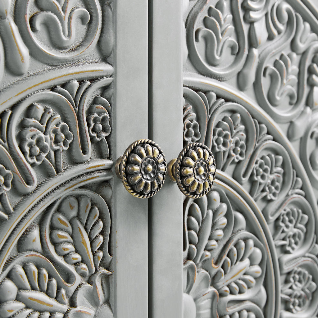 Chantilly Mid Grey Carved Small Sideboard