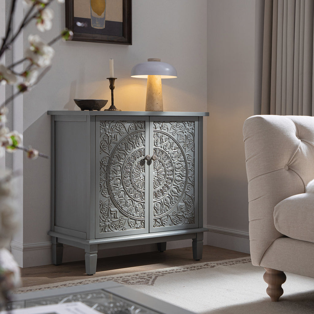 Chantilly Mid Grey Carved Small Sideboard