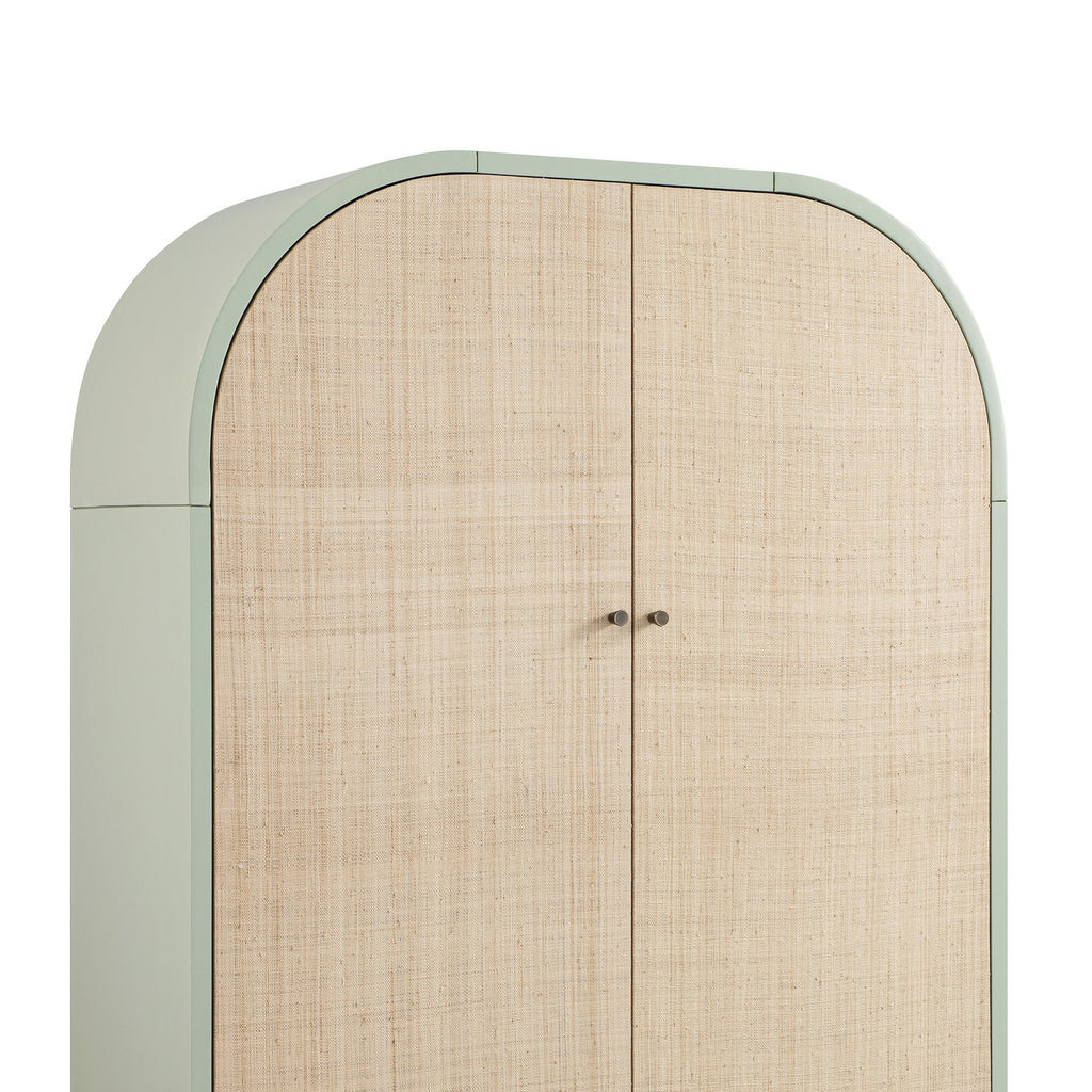 Maude Large Storage Cabinet, Muted Pistachio Ash with Raffia