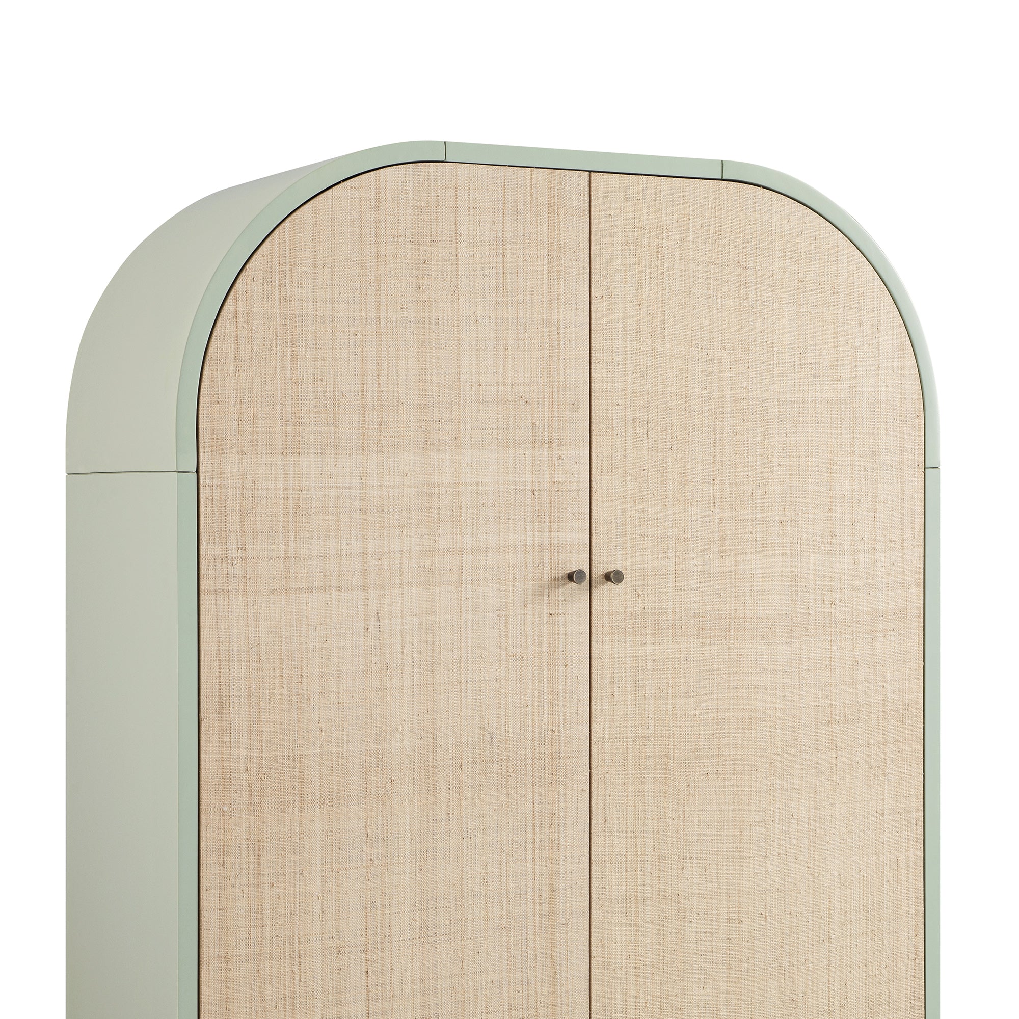Maude Large Storage Cabinet, Muted Pistachio Ash with Raffia