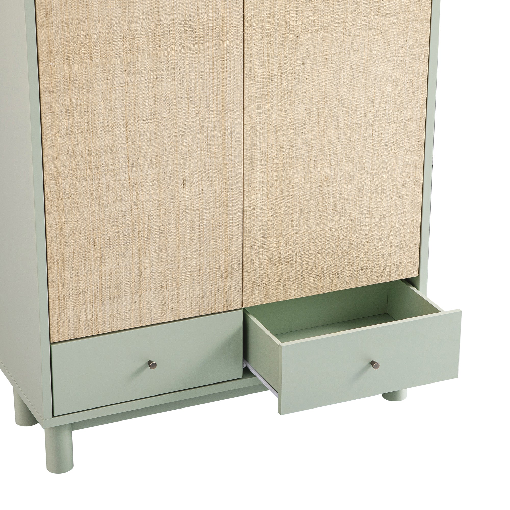 Maude Large Storage Cabinet, Muted Pistachio Ash with Raffia