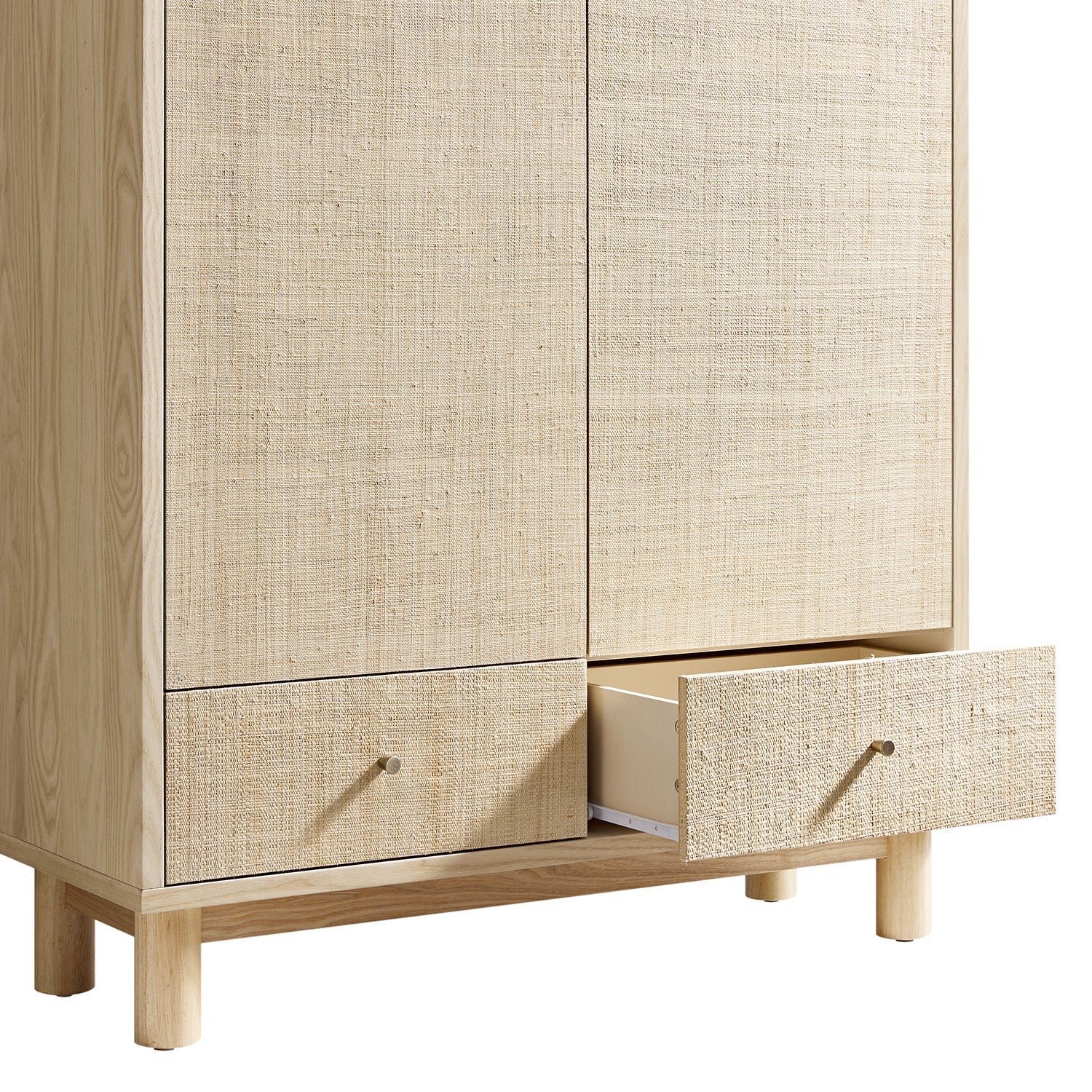 Maude Large Storage Cabinet, Natural Ash with Raffia