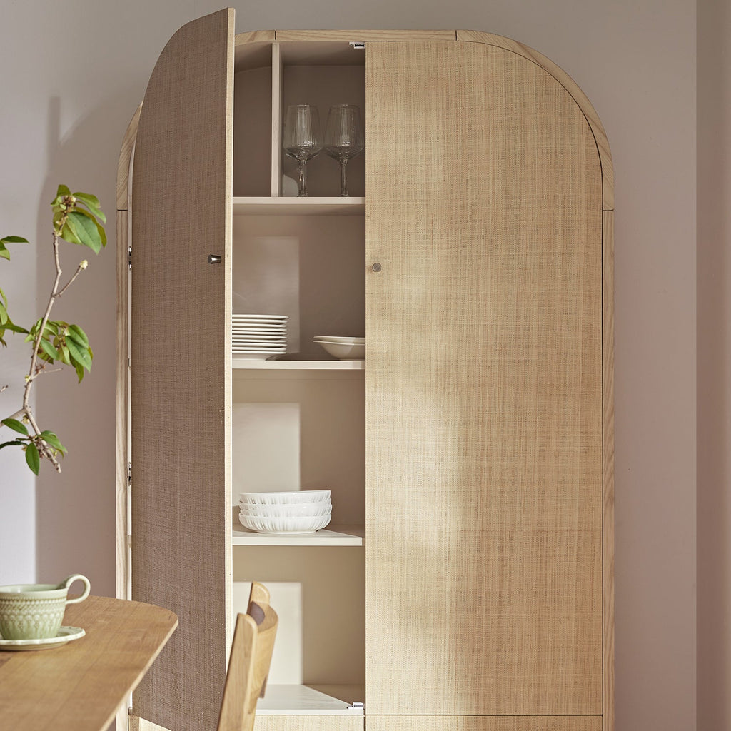 Maude Large Storage Cabinet, Natural Ash with Raffia
