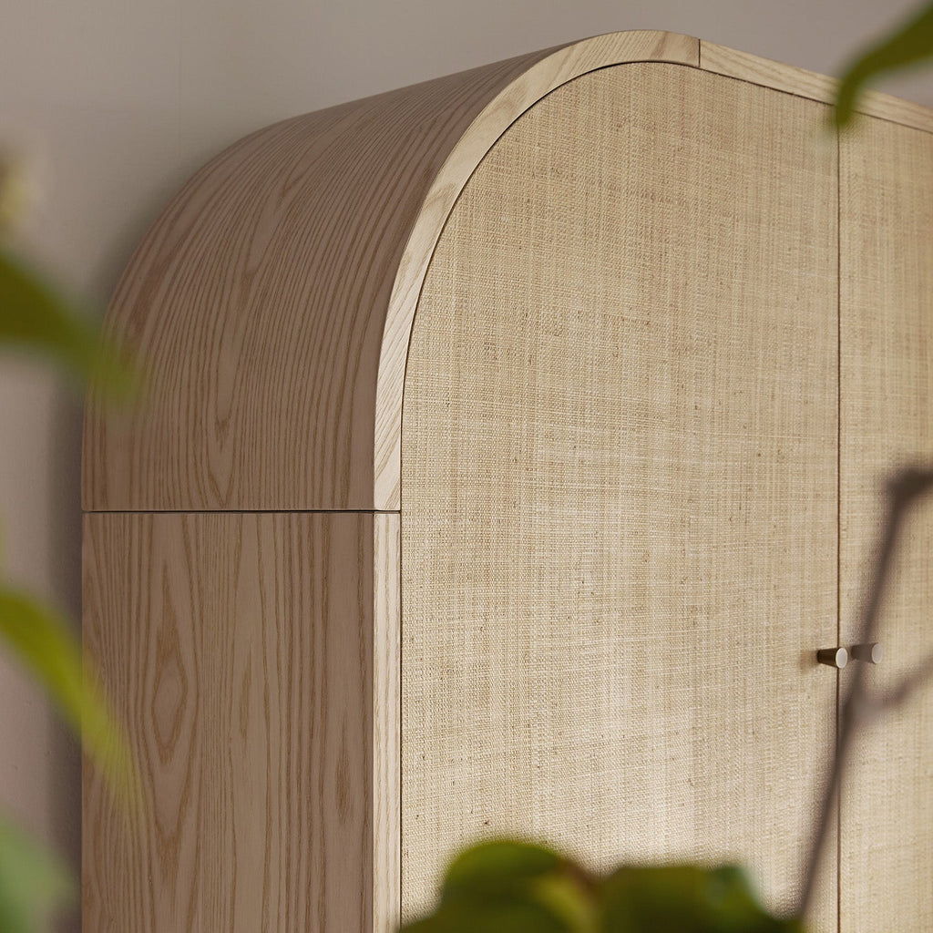 Maude Large Storage Cabinet, Natural Ash with Raffia