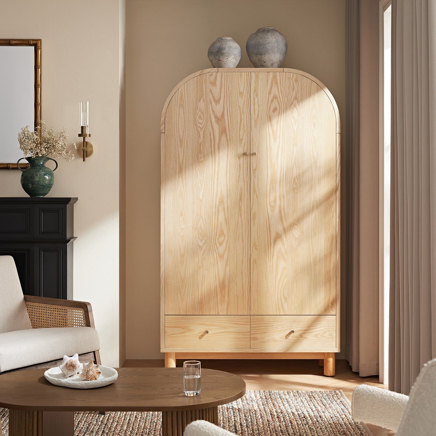 Maude Large Storage Cabinet, Natural Ash