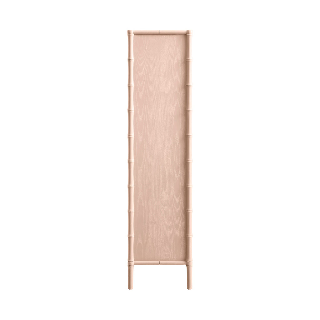 Elstowe Faux Bamboo and Fluted Glass 2-Door Cabinet, Nude Pink