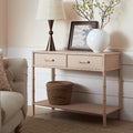 Elstowe Faux Bamboo 2-Drawer Console Table, Nude Pink