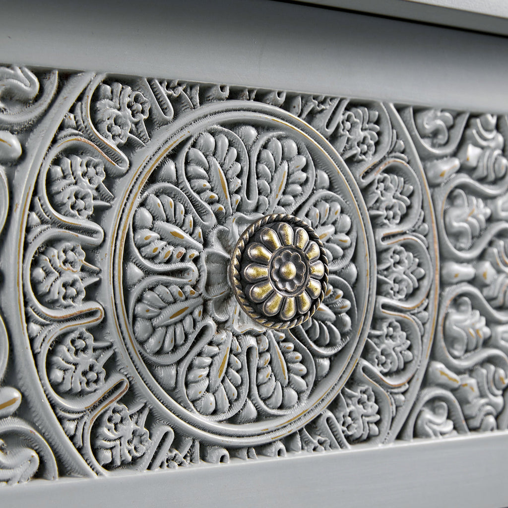 Chantilly Mid Grey Carved Console/ Dressing Table