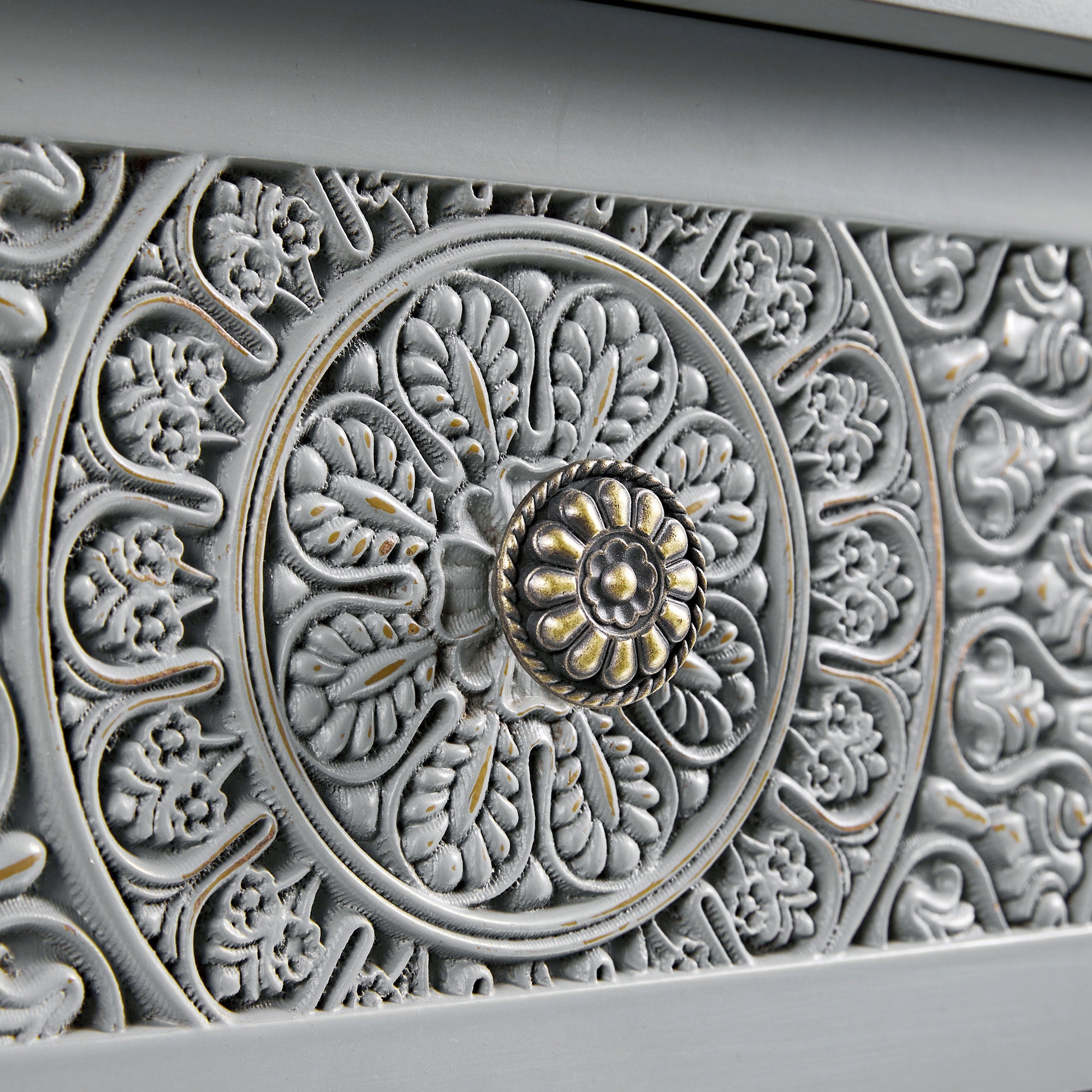 Chantilly Mid Grey Carved Console/ Dressing Table