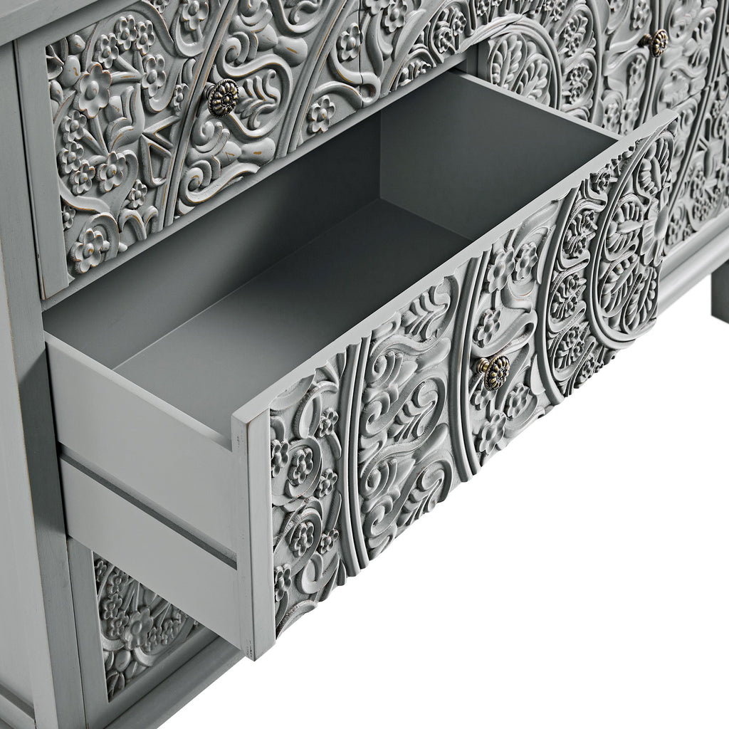 Chantilly Mid Grey Carved 3 over 4 Drawer Chest