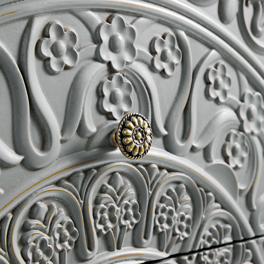 Chantilly Mid Grey Carved 3 over 4 Drawer Chest