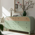 Maude Chest of 6 Drawers, Muted Pistachio Ash with Raffia