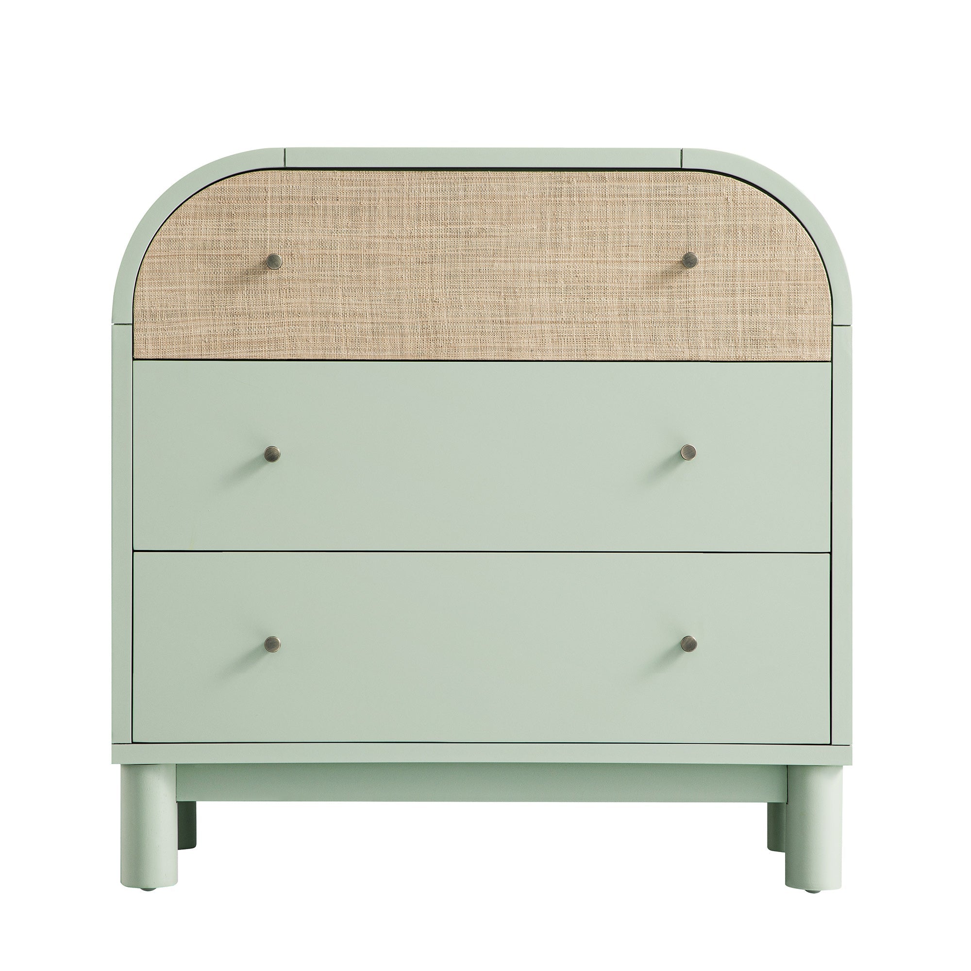 Maude Chest of 3 Drawers, Muted Pistachio Ash with Raffia