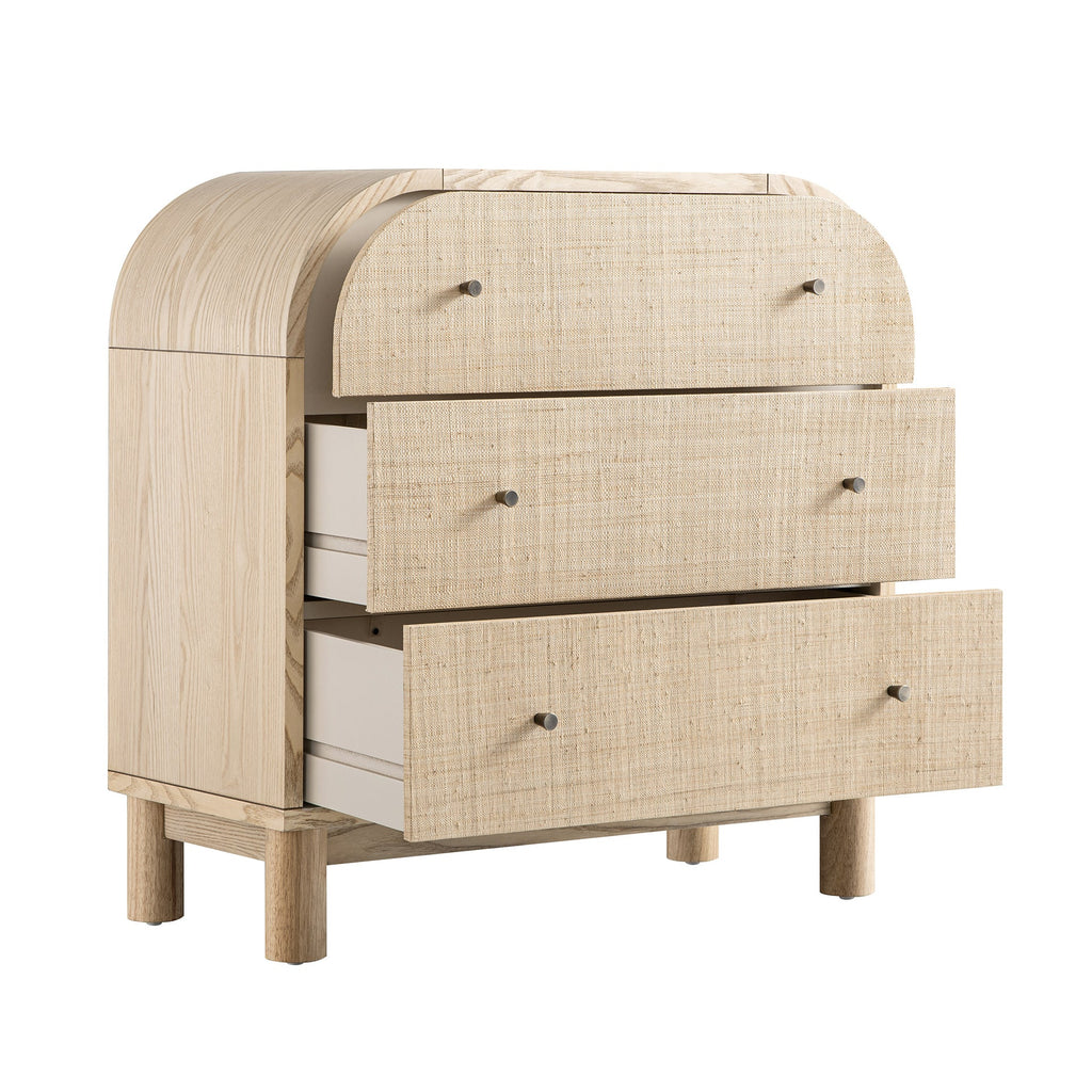Maude Chest of 3 Drawers, Natural Ash with Raffia