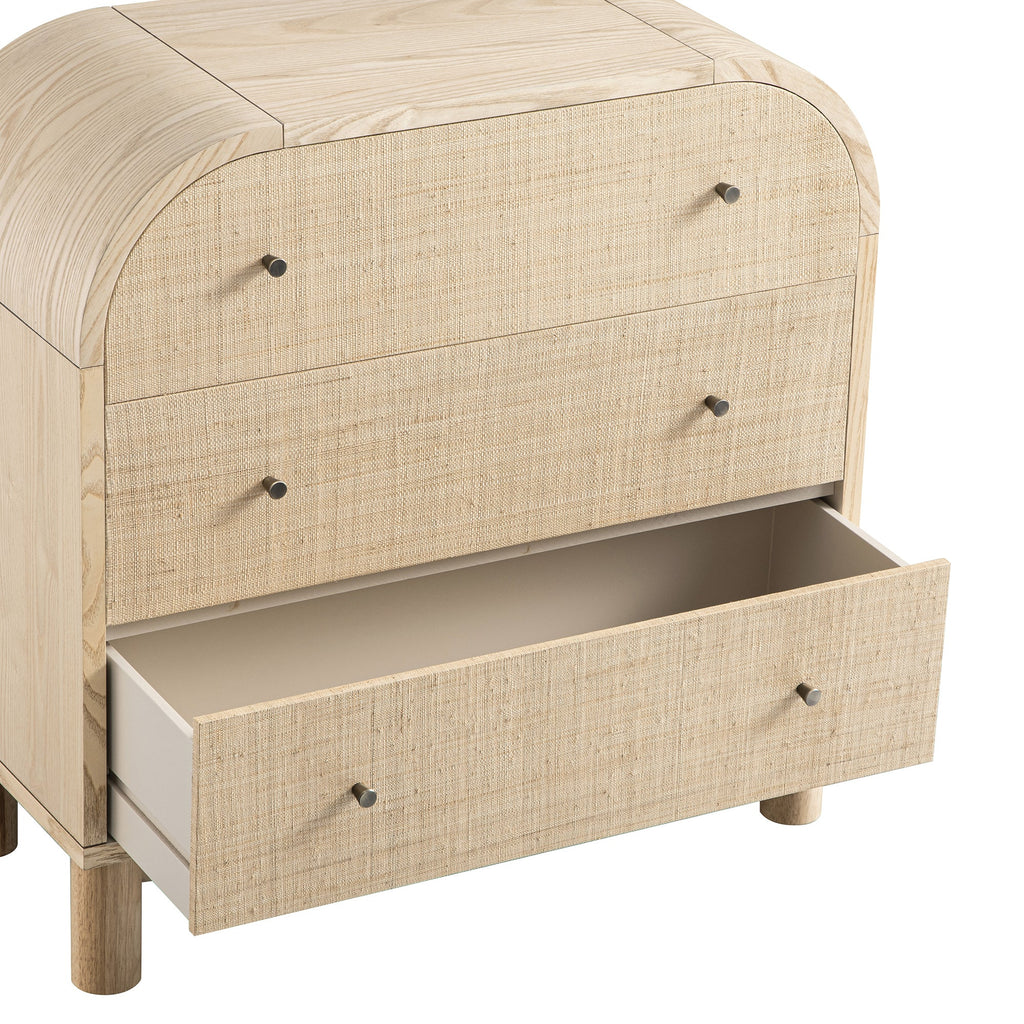 Maude Chest of 3 Drawers, Natural Ash with Raffia