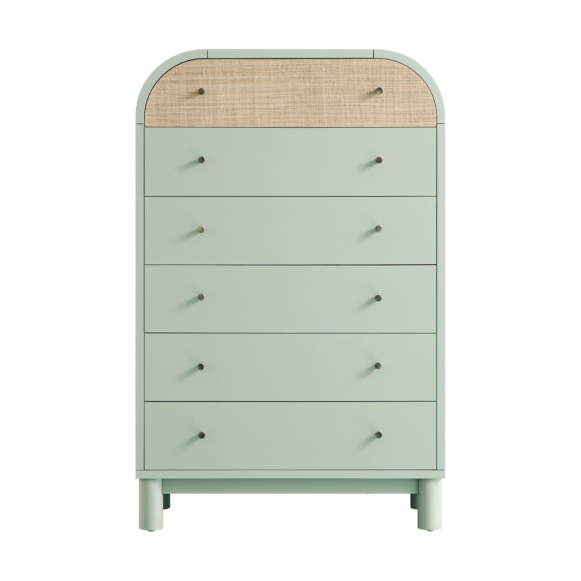 Maude Tall Chest, Muted Pistachio Ash with Raffia