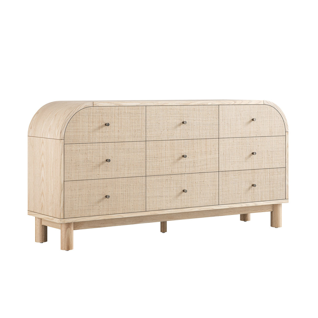 Maude 9 Drawer Chest, Natural Ash with Raffia