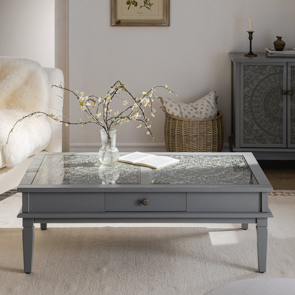 Chantilly Mid Grey Coffee Table with Drawers
