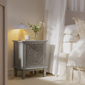 Chantilly Mid Grey Carved 2 Drawer Bedside Table