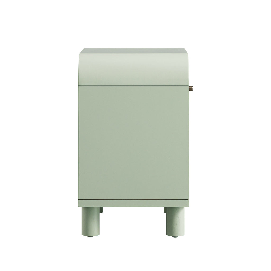 Maude 2 Drawer Bedside Table, Muted Pistachio Ash with Raffia