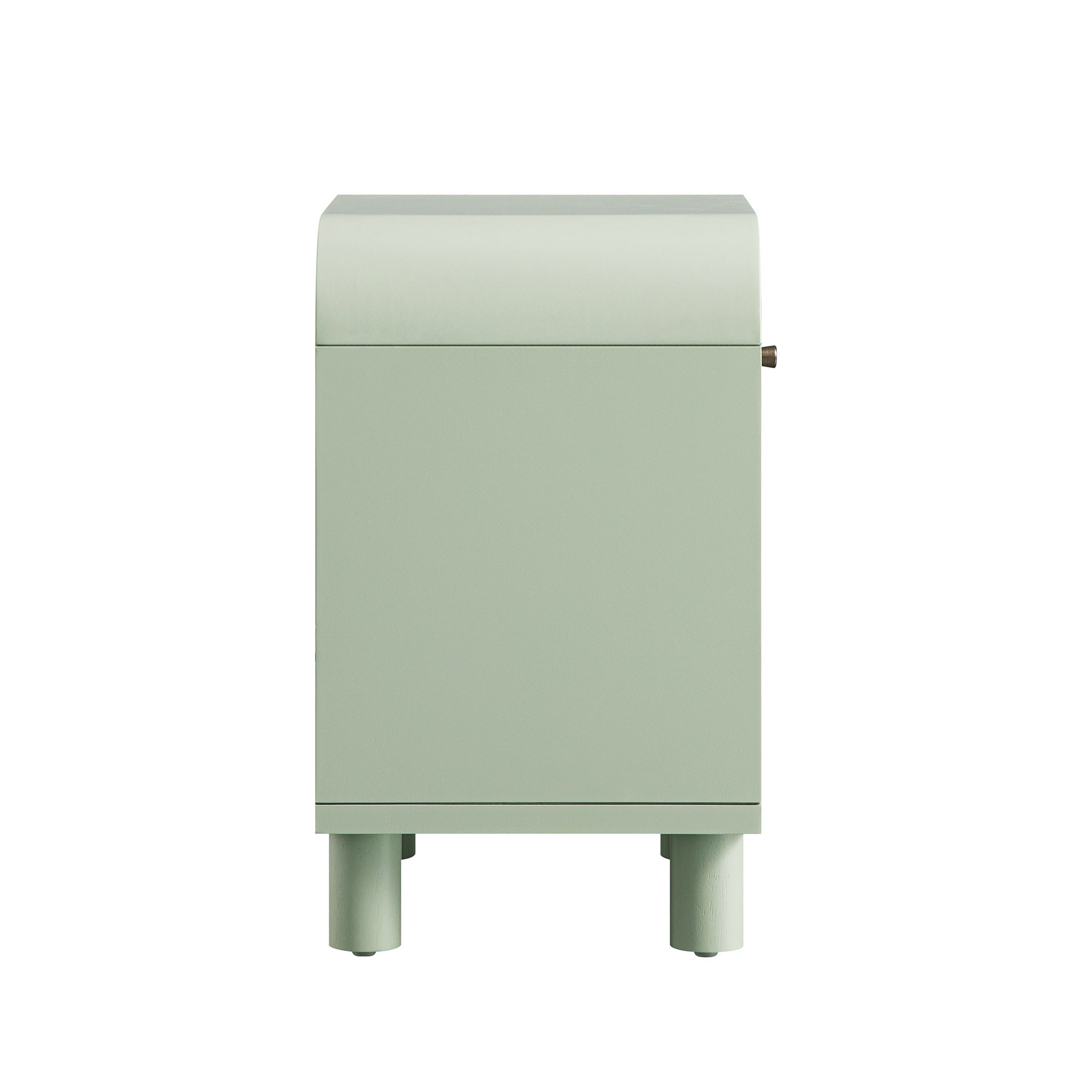 Maude 2 Drawer Bedside Table, Muted Pistachio Ash with Raffia
