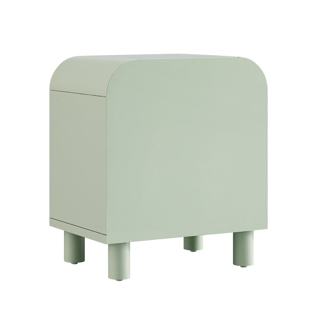 Maude 2 Drawer Bedside Table, Muted Pistachio Ash with Raffia