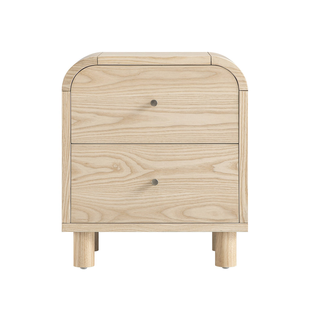 Maude 2 Drawer Bedside Table, Natural Ash