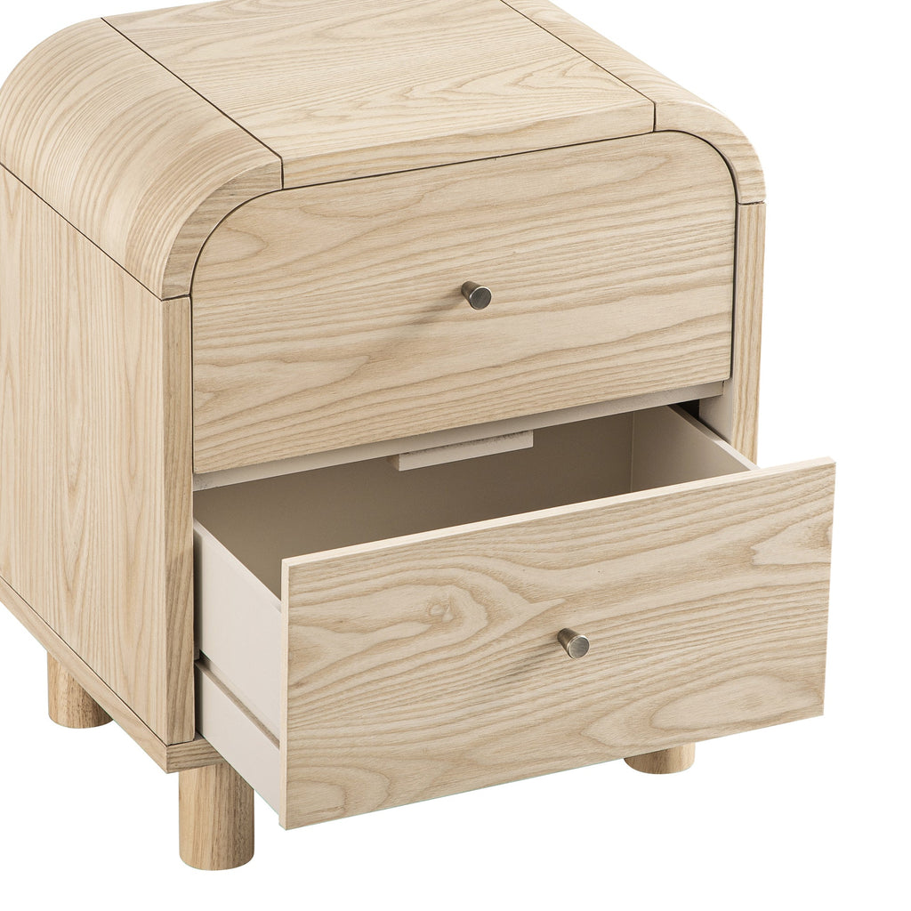 Maude 2 Drawer Bedside Table, Natural Ash