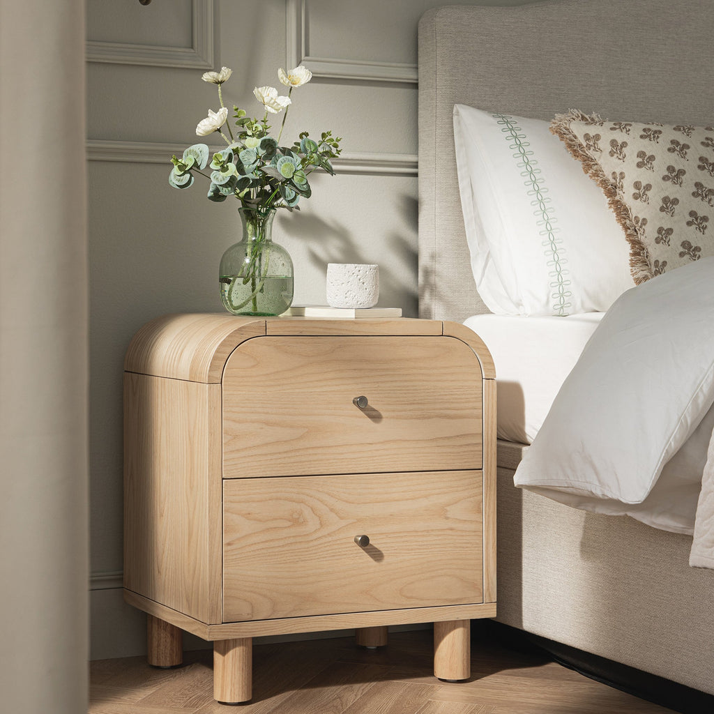 Maude 2 Drawer Bedside Table, Natural Ash