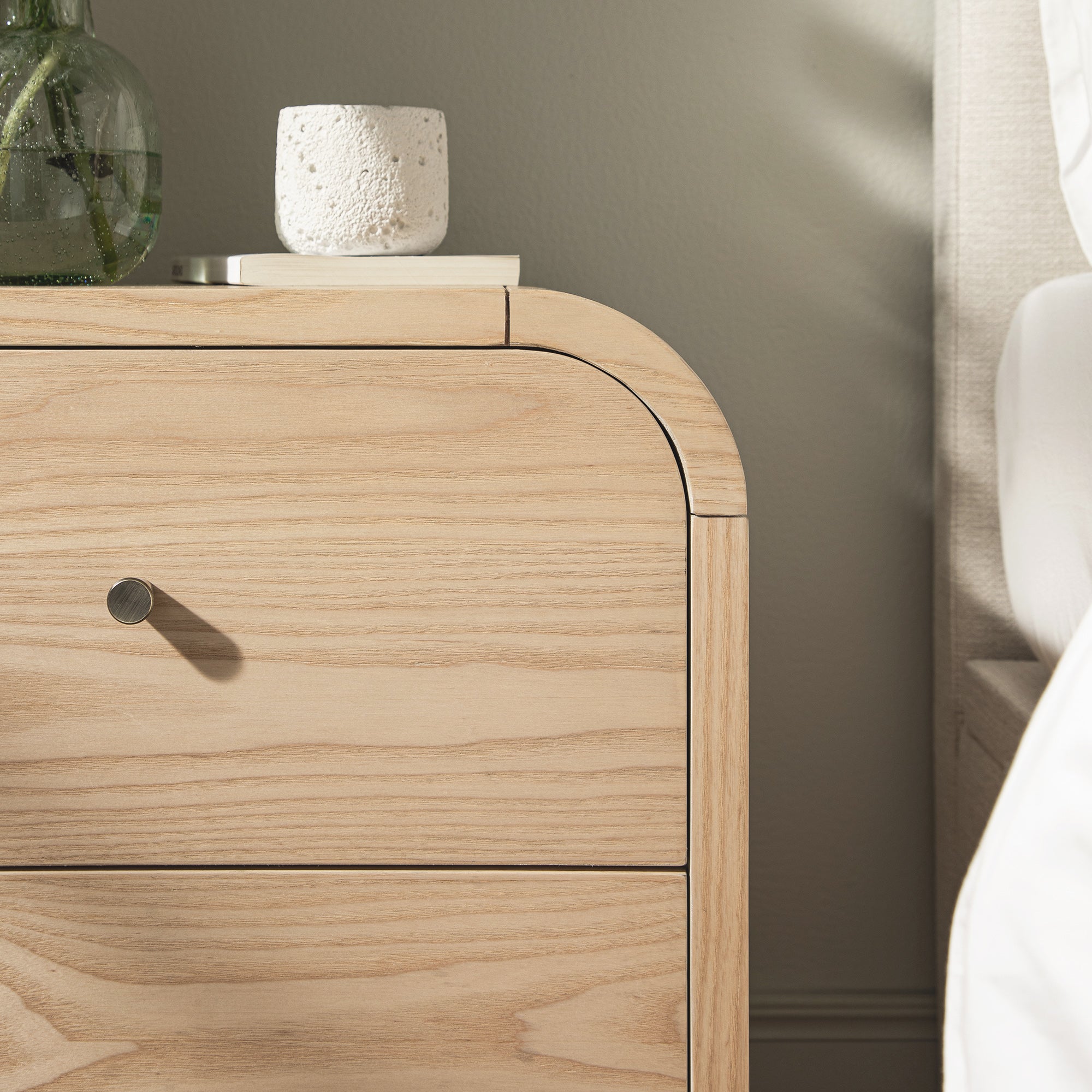 Maude 2 Drawer Bedside Table, Natural Ash