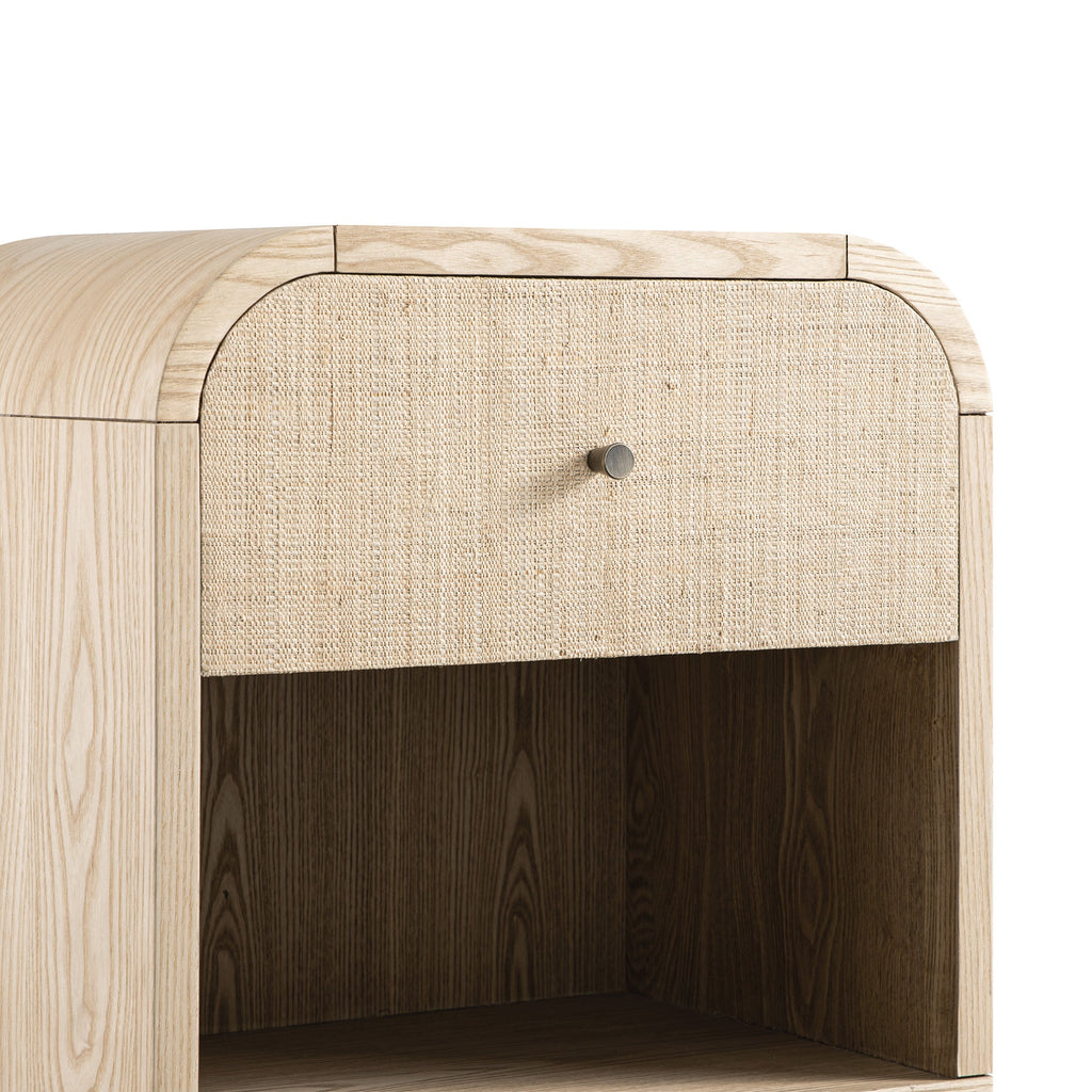 Maude 1 Drawer Bedside Table, Natural Ash with Raffia