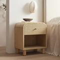 Maude 1 Drawer Bedside Table, Natural Ash with Raffia
