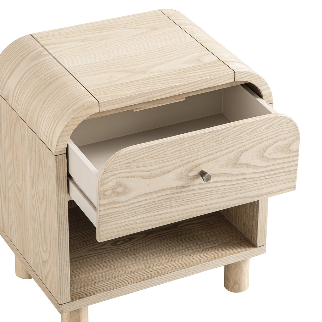 Maude 1 Drawer Bedside Table, Natural Ash
