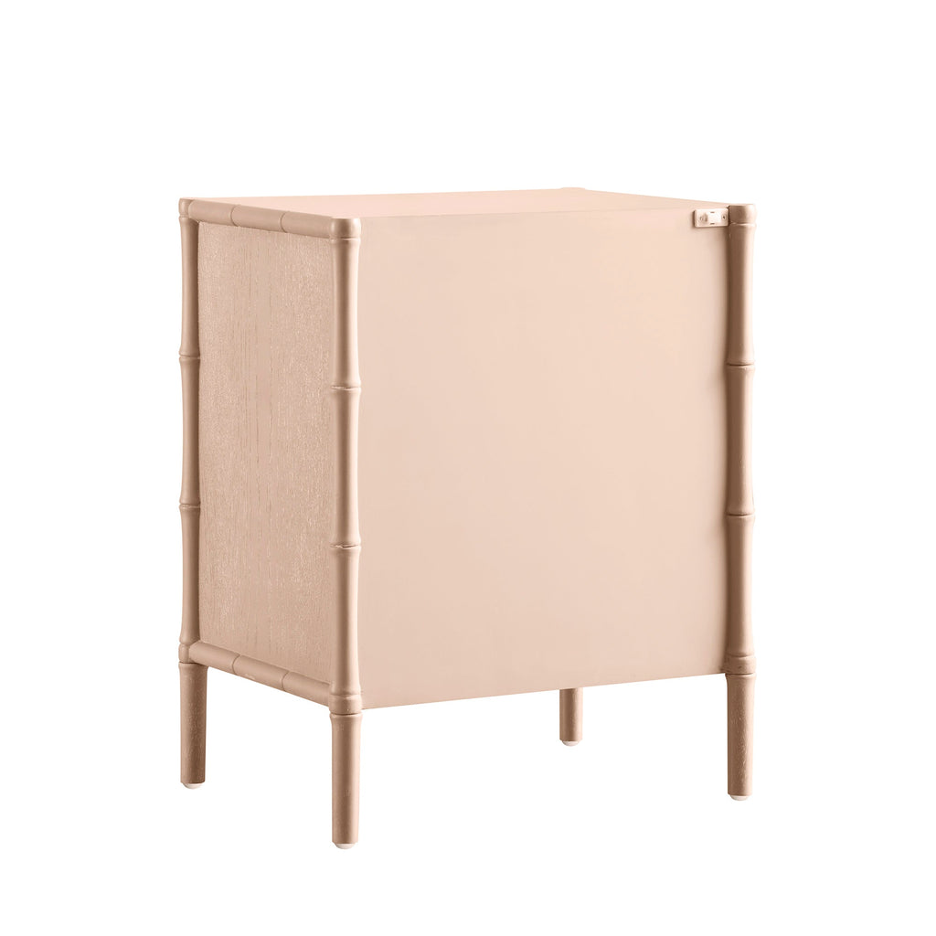Elstowe Faux Bamboo 3-Drawer Bedside Table, Nude Pink