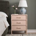 Elstowe Faux Bamboo 3-Drawer Bedside Table, Nude Pink