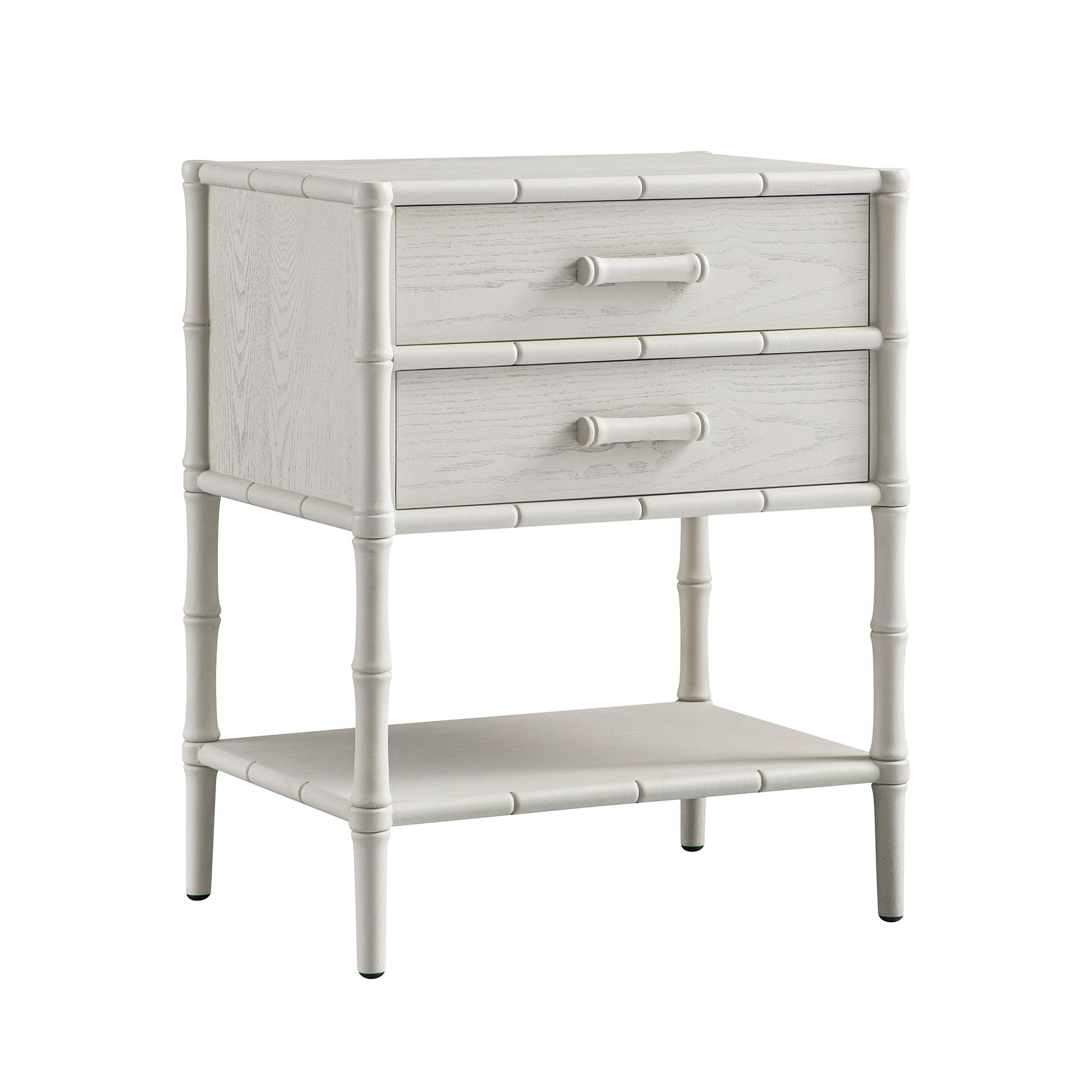 Elstowe Faux Bamboo 2-Drawer Bedside Table, Shaded White