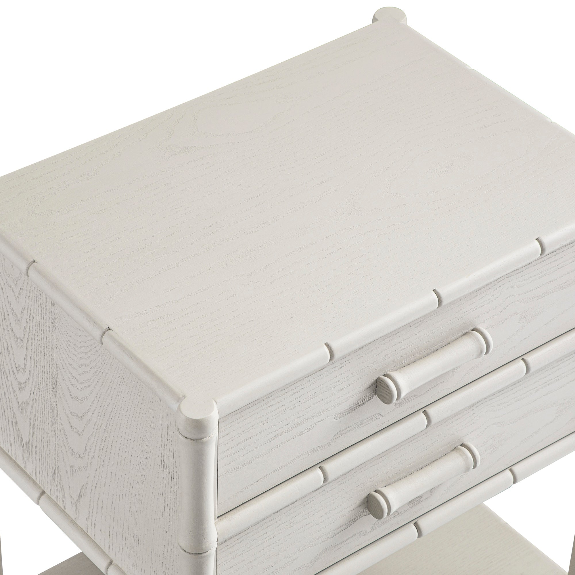 Elstowe Faux Bamboo 2-Drawer Bedside Table, Shaded White