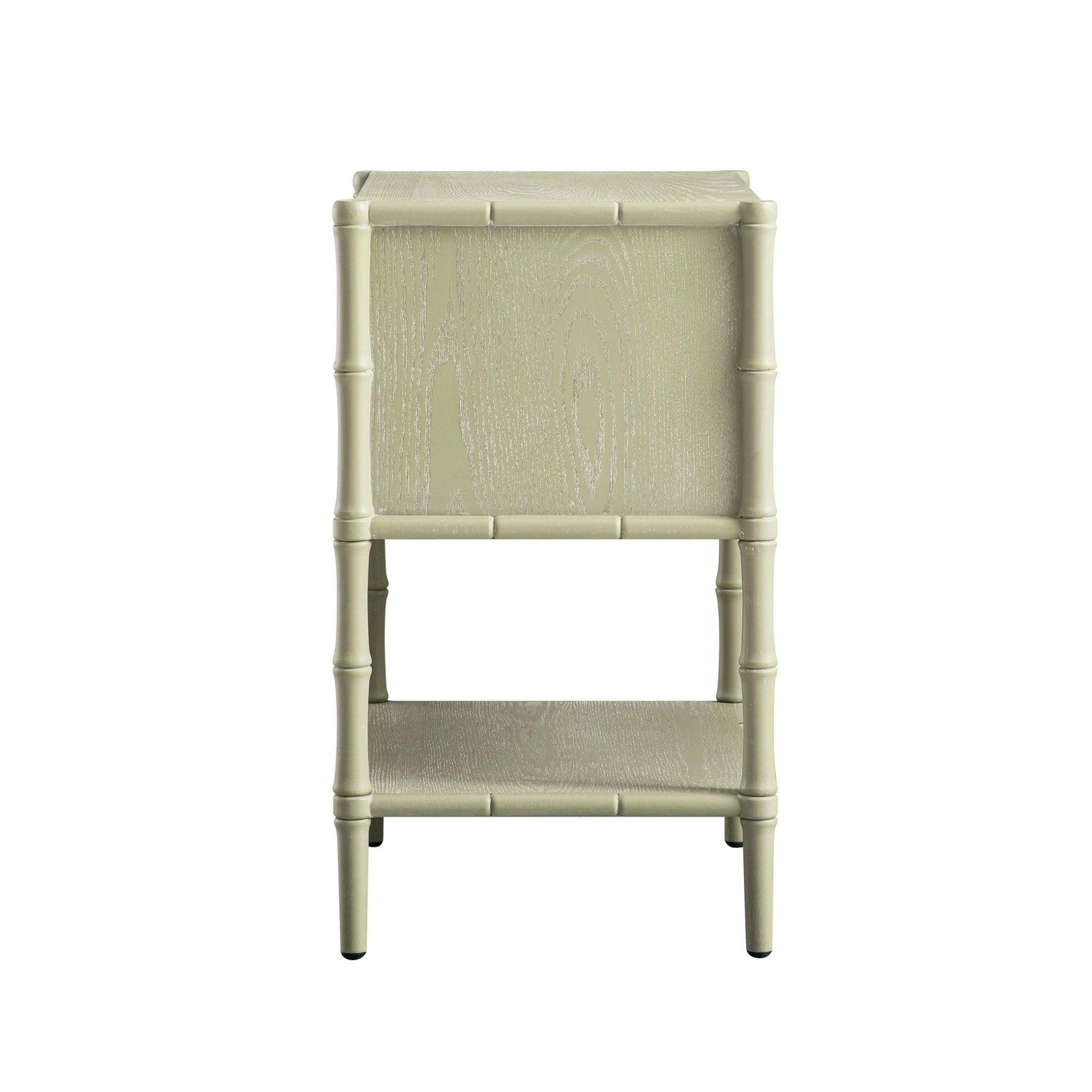 Elstowe Faux Bamboo 2-Drawer Bedside Table, Sage Green