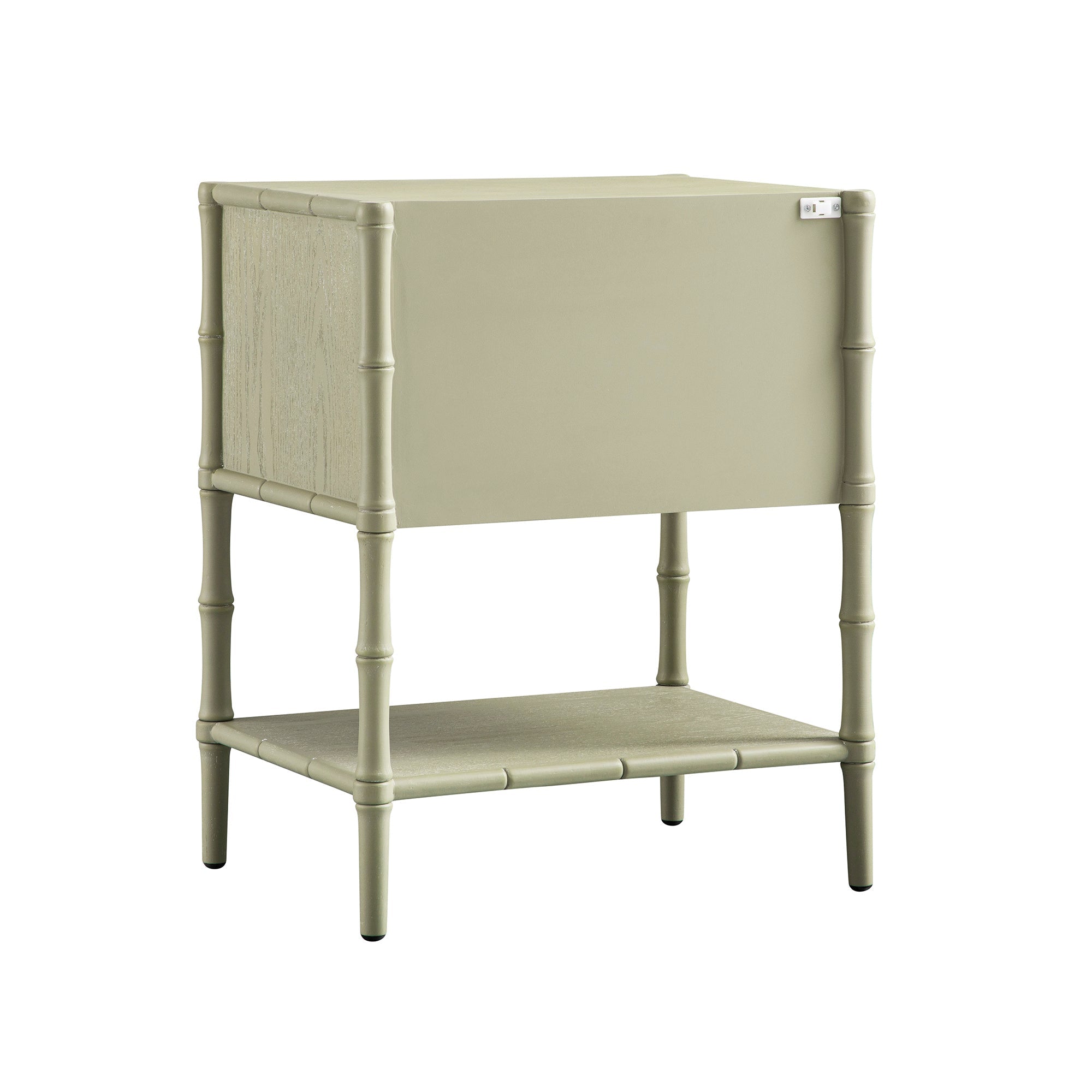 Elstowe Faux Bamboo 2-Drawer Bedside Table, Sage Green